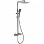 RAK Compact Thermostatic Square Bar Mixer Shower with Shower Kit + Fixed Head - Black