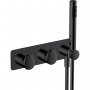 RAK Round Horizontal Thermostatic Concealed Dual Outlet Shower Valve with Handset - Matt Black