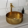 RAK Ingot Round Countertop Wash Basin 360mm Wide - Brushed Gold