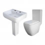 RAK Metropolitan Bathroom Suite Close Coupled Toilet and Basin 520mm Wide - 2 Tap Hole