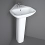 RAK Origin 62 Corner Basin and Full Pedestal 450mm Wide - 1 Tap Hole