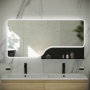 RAK Ornate LED Illuminated Bathroom Mirror with Demister Pad 600mm H x 1200mm W - Matt Black