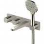 RAK Petit Square Thermostatic Concealed Dual Outlet Shower Valve with Handset and Bath Spout - Brushed Nickel