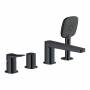 RAK Petit Square 4-Hole Bath Shower Mixer Tap Pillar Mounted - Matt Black