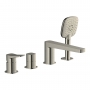 RAK Petit Square 4-Hole Bath Shower Mixer Tap Pillar Mounted - Brushed Nickel