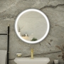 RAK Picture Round LED Illuminated Bathroom Mirror with Demister Pad 600mm Diameter - Brushed Nickel