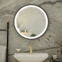 RAK Picture Round LED Illuminated Bathroom Mirror with Demister Pad 600mm Diameter - Matt Black