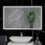 RAK Picture Square LED Illuminated Bathroom Mirror with Demister Pad 600mm H x 1200mm W - Brushed Nickel