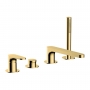 RAK Portofino 4-Hole Bath Shower Mixer Tap Pillar Mounted - Brushed Gold