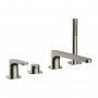 RAK Portofino 4-Hole Bath Shower Mixer Tap Pillar Mounted - Brushed Nickel