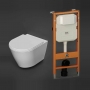 RAK Resort Rimless Hidden Fixation Wall Hung Toilet with Ecofix 1140mm Toilet Frame - Slim Sandwich Soft Close Seat