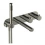 RAK Round Horizontal Thermostatic Concealed Dual Outlet Shower Valve with Handset and Bath Spout - Brushed Nickel