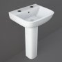 RAK Series 600 Basin and Full Pedestal 520mm Wide - 2 Tap Hole