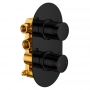 RAK Thermostatic Round 2 Outlet Concealed Shower Valve Dual Handle - Black