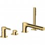 RAK Sorrento 4-Hole Bath Shower Mixer Tap Pillar Mounted - Brushed Gold