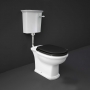 RAK Washington Low Level Toilet with Horizontal Outlet - Black Soft Close Wood Seat