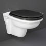 RAK Washington Wall Hung Toilet - Black Soft Close Wood Seat
