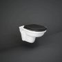 RAK Washington Wall Hung Toilet - Black Soft Close Wood Seat