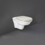 RAK Washington Wall Hung Toilet - Greige Soft Close Wood Seat