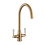 Rangemaster Aquaclassic 2 Dual Lever Kitchen Sink Mixer Tap - Antique Brass