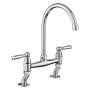 Rangemaster Aquaclassic Belfast Traditional Bridge Dual Lever Kitchen Sink Mixer Tap - Chrome