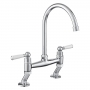 Rangemaster Aquaclassic Belfast Traditional Bridge Dual Lever Kitchen Sink Mixer Tap - Chrome/White