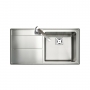 Rangemaster Arlington 1.0 Bowl Inset Kitchen Sink with LH Drainer & Waste Kit 985mm L x 508mm W - Stainless Steel