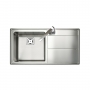 Rangemaster Arlington 1.0 Bowl Inset Kitchen Sink with RH Drainer & Waste Kit 985mm L x 508mm W - Stainless Steel