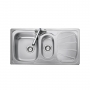 Rangemaster Baltimore 1.5 Bowl Inset Kitchen Sink with Waste Kit 950mm L x 508mm W - Stainless Steel
