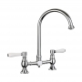 Rangemaster Belfast Traditional Bridge Dual Lever Kitchen Sink Mixer Tap - Chrome