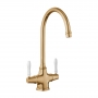 Rangemaster Belfast Dual Lever Mono Kitchen Sink Mixer Tap - Antique Brass