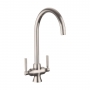 Rangemaster Cruciform Filter Dual Lever Kitchen Sink Mixer Tap - Brushed