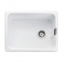Rangemaster Farmhouse 1.0 Bowl Ceramic Kitchen Sink with 90mm Waste Kit 595mm L x 455mm W - White