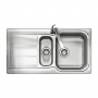 Rangemaster Glendale 1.5 Bowl Inset Kitchen Sink with Waste Kit 950mm L x 508mm W - Stainless Steel