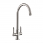Rangemaster Hemlock Dual Lever Kitchen Sink Mixer Tap - Brushed Nickel