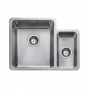 Rangemaster Quad 1.3 Bowl Inset or Undermount Kitchen Sink RH with Waste Kit 580mm L x 450mm W - Stainless Steel