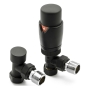 Reina Modal TRV Angled Radiator Valve and LockShield Black