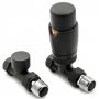 Reina Modal TRV Straight Radiator Valve and LockShield Black