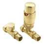 Reina Modal TRV Straight Radiator Valve and Lockshield, Brushed Brass