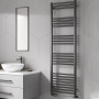Reina Ottone Brushed Gun Metal Designer Heated Ladder Towel Rail