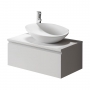 Royo Vida 1-Drawer 800mm Wide Wall Hung Vanity Unit with Basin and Worktop - Gloss White