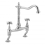 Sagittarius Chelford Bridge Kitchen Sink Mixer Tap Dual Crosshead Handle - Chrome