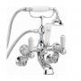 Sagittarius Kensington Lever Bath Shower Mixer Tap with Shower Kit Wall Mounted - Chrome/White