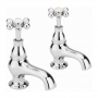 Sagittarius Kensington Crosshead Bath Taps Pair - Chrome/White