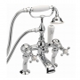 Sagittarius Kensington Bath Shower Mixer Tap with Shower Kit Pillar Mounted - Chrome/White