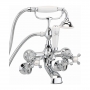 Sagittarius Kensington Deluxe Bath Shower Mixer Tap with Shower Kit Wall Mounted - Chrome/White