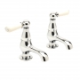 Sagittarius Kensington Lever Basin Taps Pair - Chrome/White