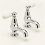 Sagittarius Kensington Lever Bath Taps Pair - Chrome/White