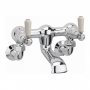Sagittarius Kensington Lever Bath Filler Tap Wall Mounted - Chrome/White