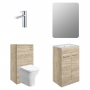 Signature Aalborg Furniture Bathroom Suite with Floor Standing Vanity Unit 510mm Wide - Oak/Chrome